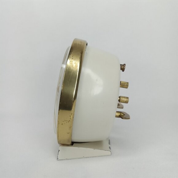 Vintage Alarm Clock Westclox Baby Ben White Metal Gold Trim Made In USA 1950s - Picture 5 of 10